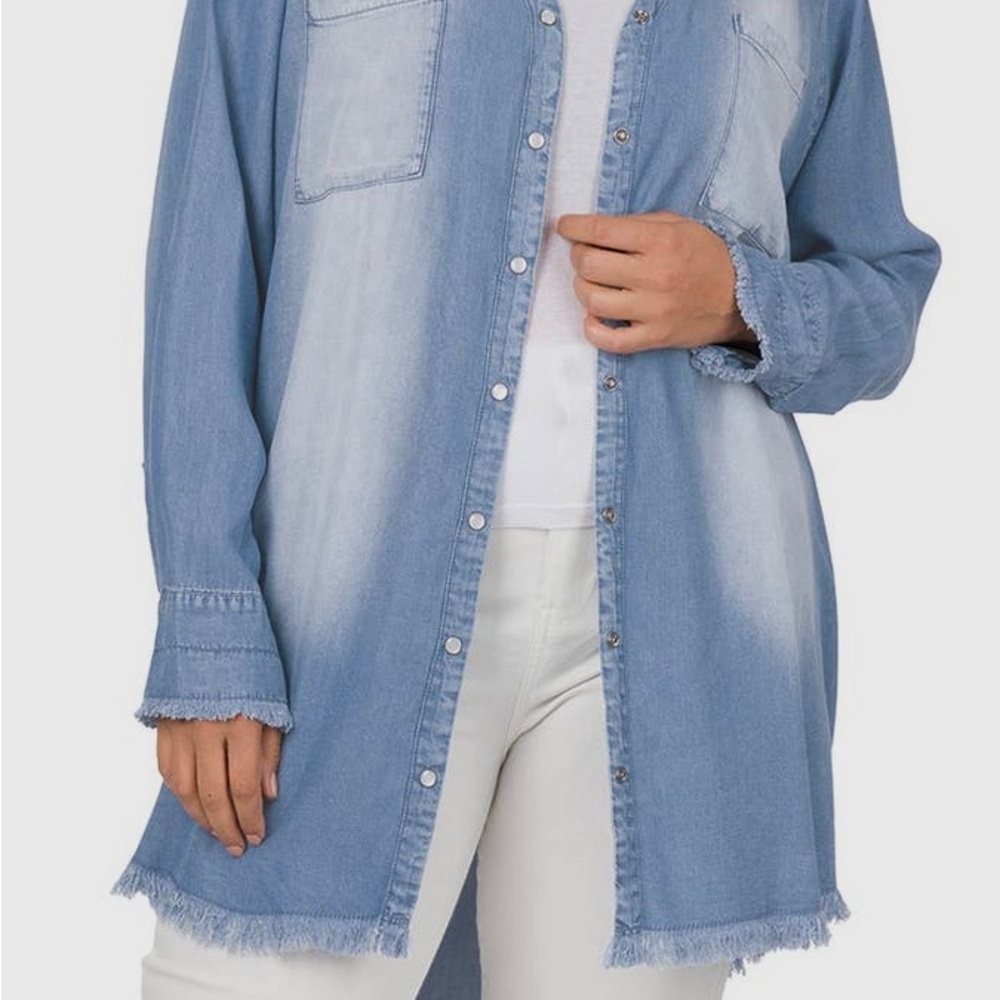 Casual Light Blue Denim Button-Down Shirt
